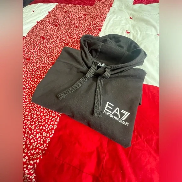 EA7 Emporio Armani Black Logo Hoodie Ladies XL - Picture 12 of 15